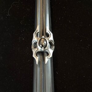 Sterling Silver and obsidian Gothic Ring